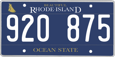 RI license plate 920875