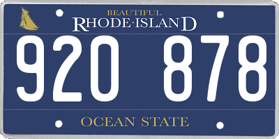 RI license plate 920878