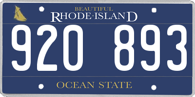 RI license plate 920893