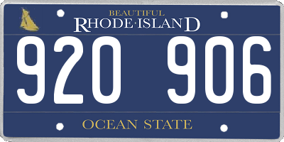 RI license plate 920906