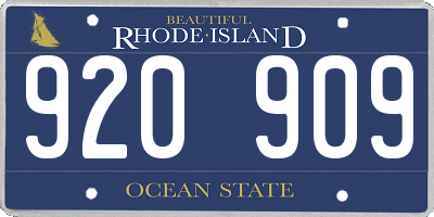 RI license plate 920909