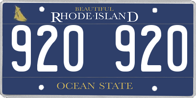 RI license plate 920920