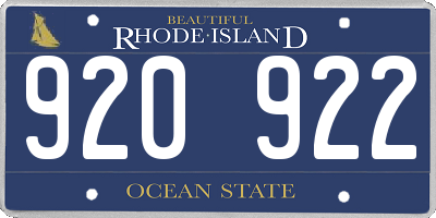 RI license plate 920922