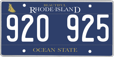 RI license plate 920925