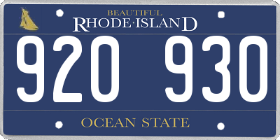 RI license plate 920930