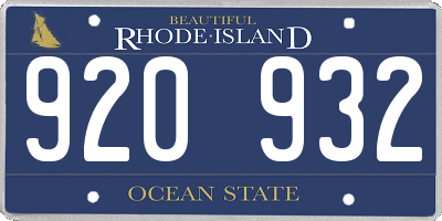 RI license plate 920932