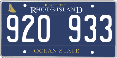 RI license plate 920933