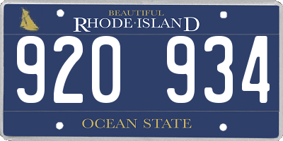 RI license plate 920934