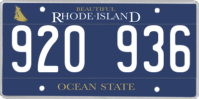 RI license plate 920936