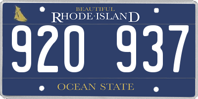 RI license plate 920937
