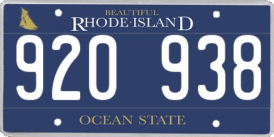 RI license plate 920938