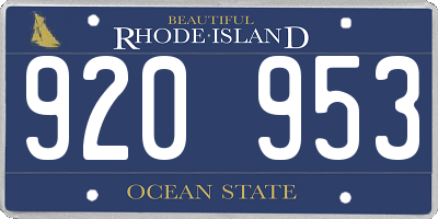 RI license plate 920953
