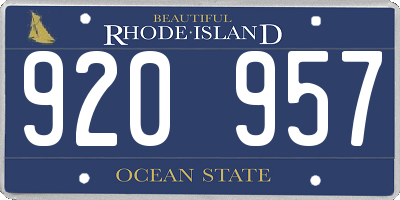RI license plate 920957