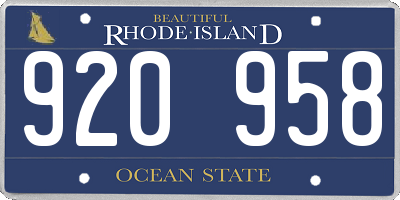RI license plate 920958