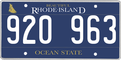 RI license plate 920963