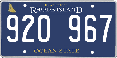 RI license plate 920967