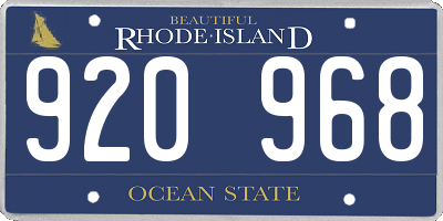 RI license plate 920968