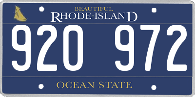 RI license plate 920972