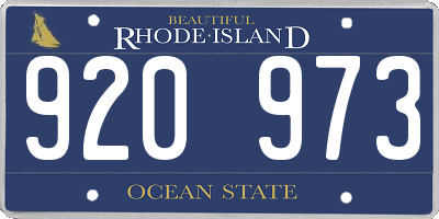 RI license plate 920973