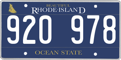 RI license plate 920978