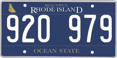 RI license plate 920979
