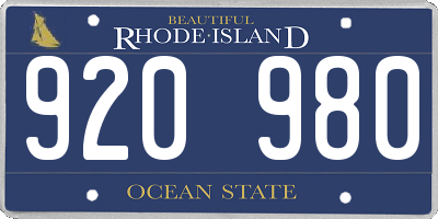 RI license plate 920980