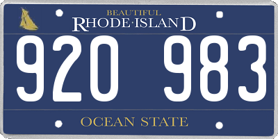 RI license plate 920983