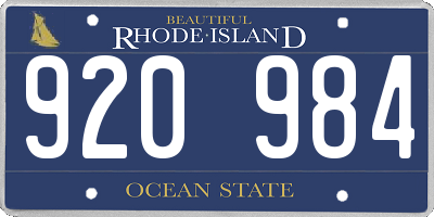 RI license plate 920984