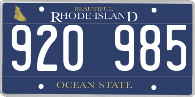 RI license plate 920985