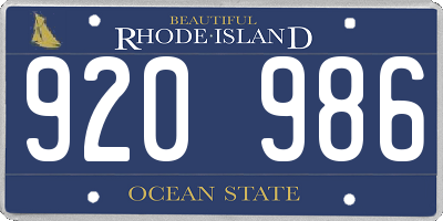 RI license plate 920986