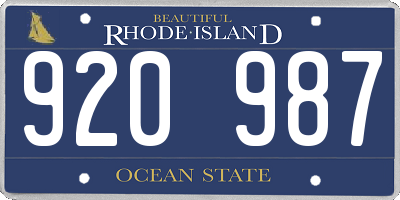 RI license plate 920987
