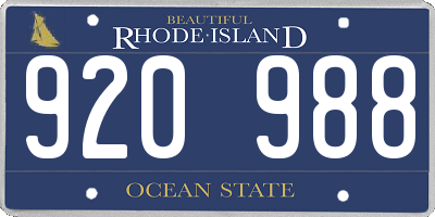 RI license plate 920988