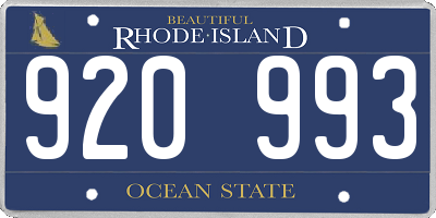 RI license plate 920993