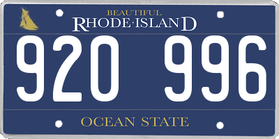 RI license plate 920996