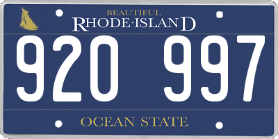 RI license plate 920997
