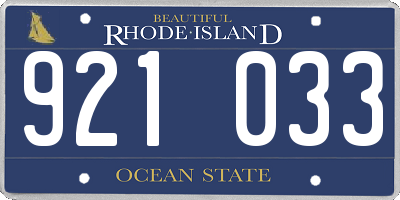 RI license plate 921033