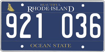 RI license plate 921036