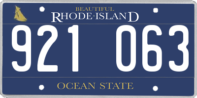RI license plate 921063