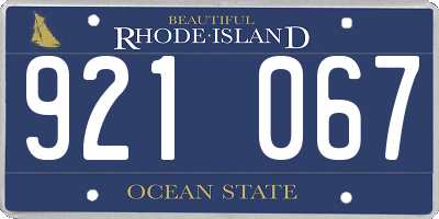 RI license plate 921067
