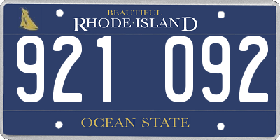 RI license plate 921092