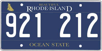 RI license plate 921212