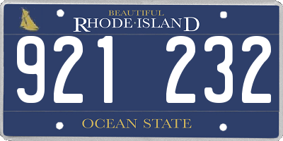 RI license plate 921232