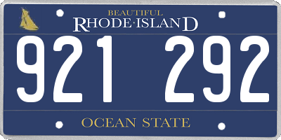 RI license plate 921292