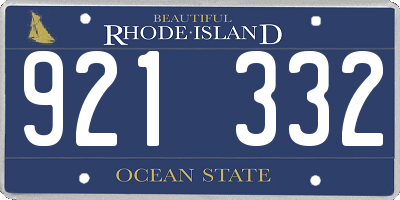 RI license plate 921332