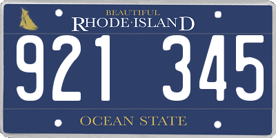 RI license plate 921345