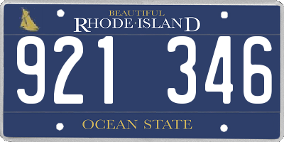 RI license plate 921346