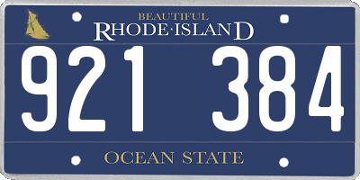 RI license plate 921384