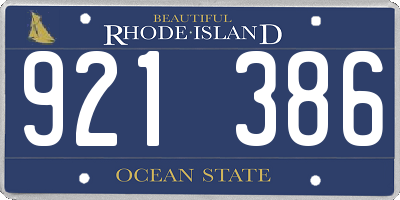RI license plate 921386