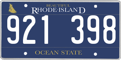 RI license plate 921398