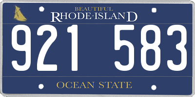 RI license plate 921583